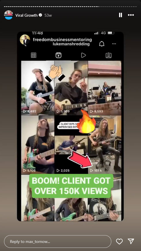 150K viral views on Instagram