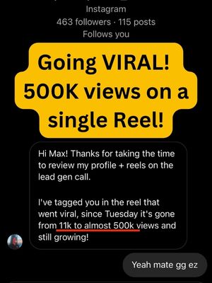 Going viral - 500K views on a reel