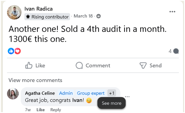 Sold a 4th audit in a month for 1300€