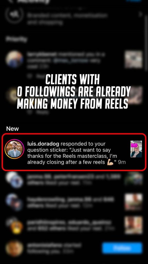 Client now making money from reels