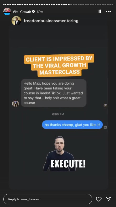 Client is impressed by the program