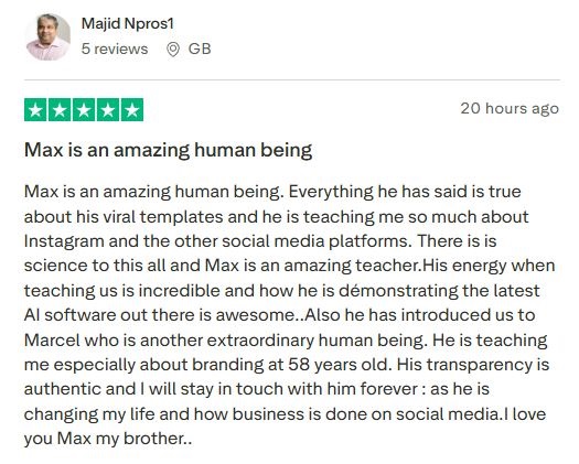 Deep praise for Max’s teaching, authenticity, and life impact