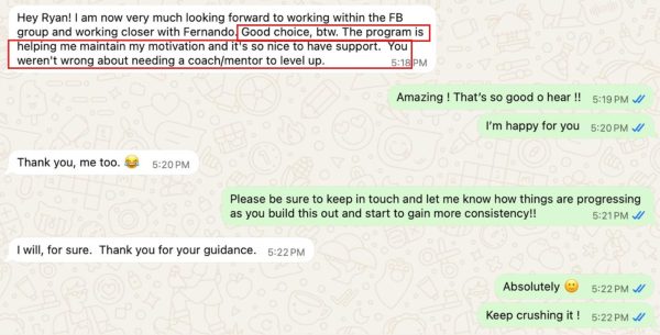 Feeling motivated and supported in the program.