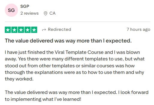 Customer impressed by thorough explanations and unexpected value in our course