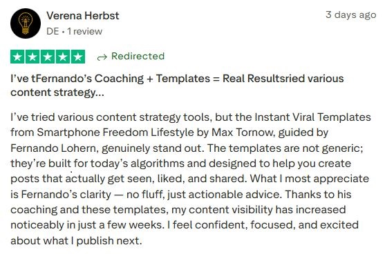 Appreciation for the coaching and templates that boost content visibility.