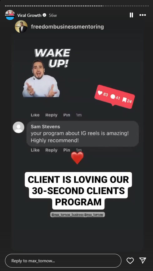Client is loving our program
