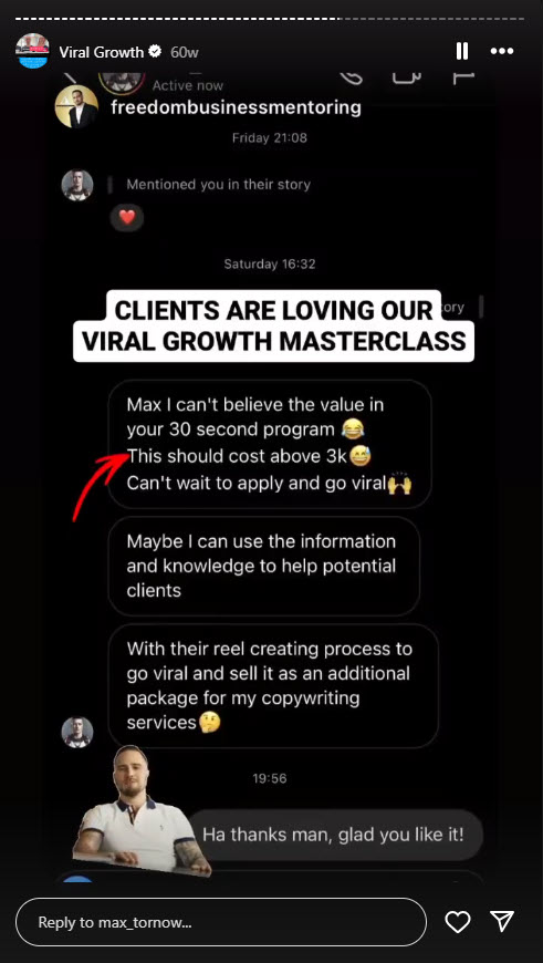 Client is loving the value of our program