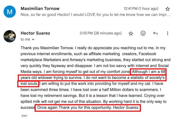 68-year old being grateful for the opportunity