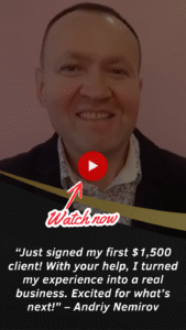 Sales coach celebrating first client milestone